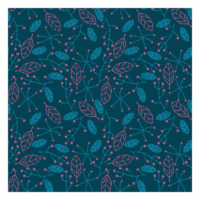 Leaves floral pattern pattern dark blue turquoise