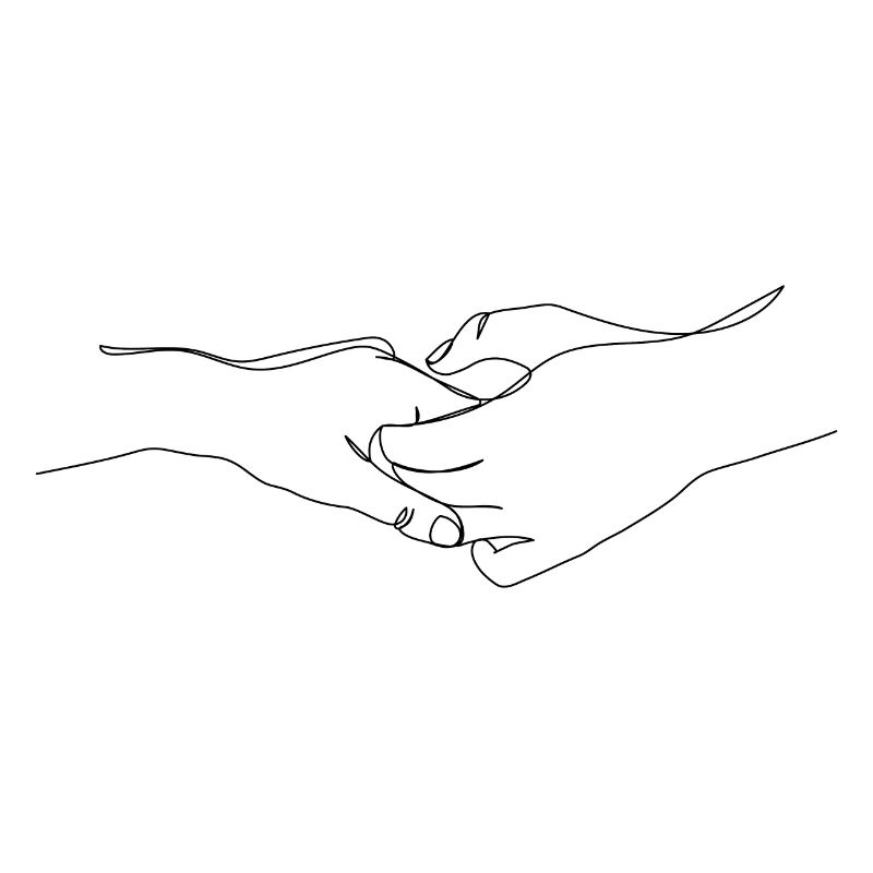 Hands holding one another continuous line drawing