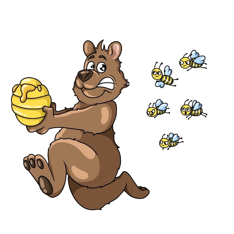 Brown bear bear beess escaping bins honey