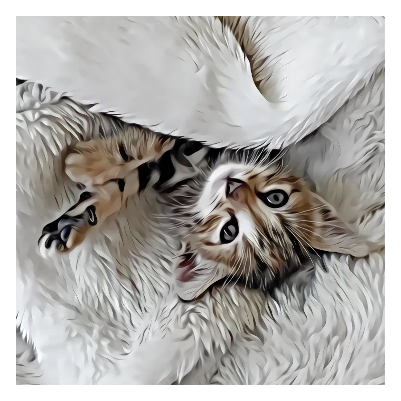 Cute little kitten lying upside down on the back