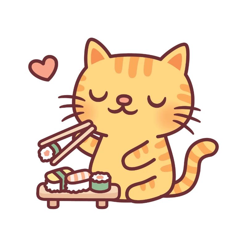 Mignon chat tabby aime les sushis