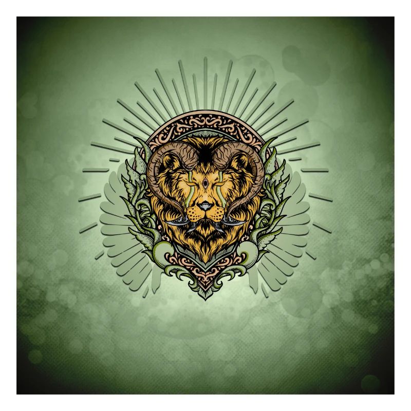 Impressive horned lion