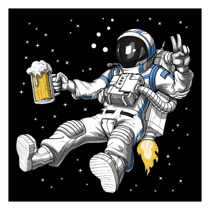 Astronaute de l’espace buvant de la bière