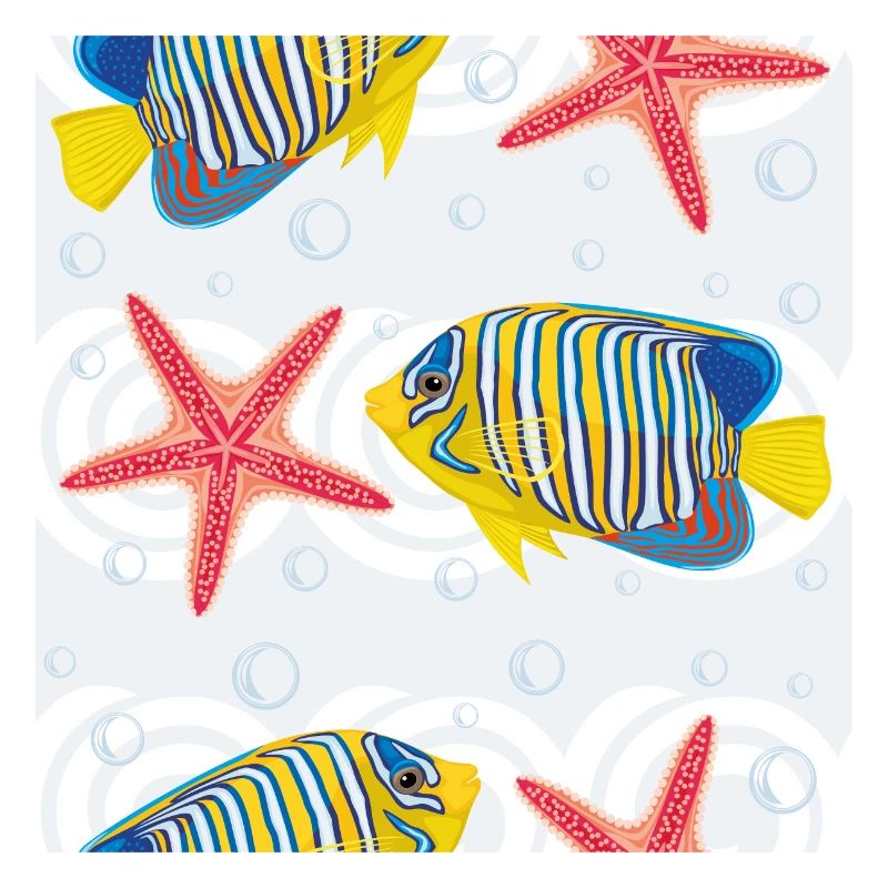 Pattern with tropical fish and sea star