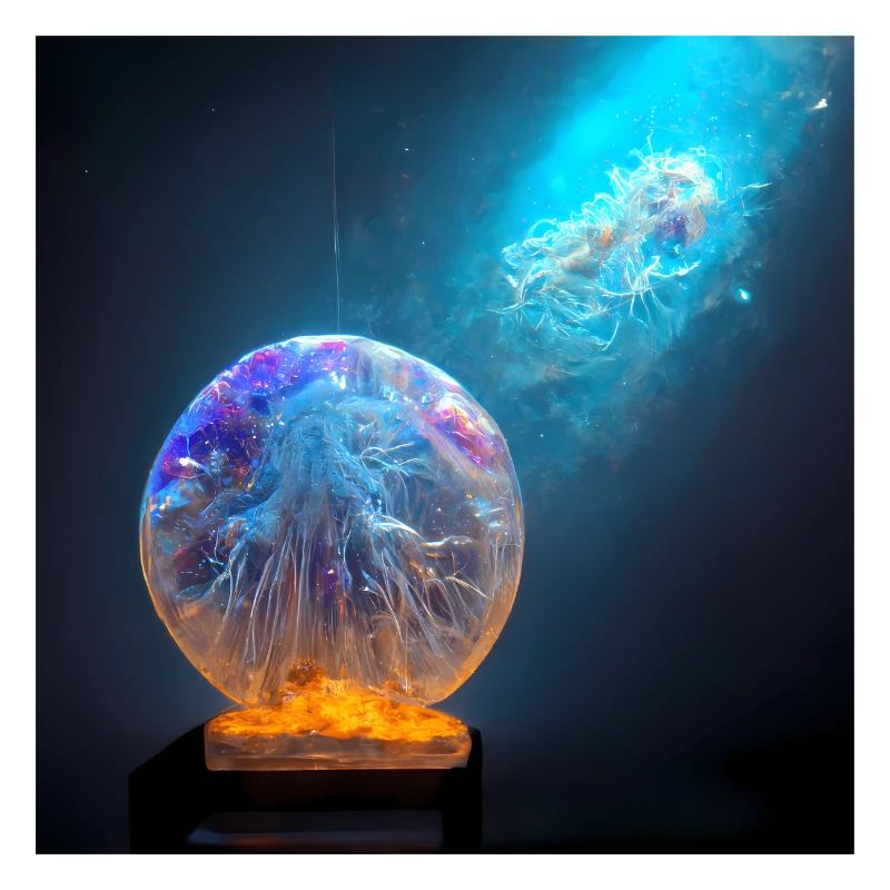 Globe à neige spatiale avec méduses et nébuleuses de galaxies