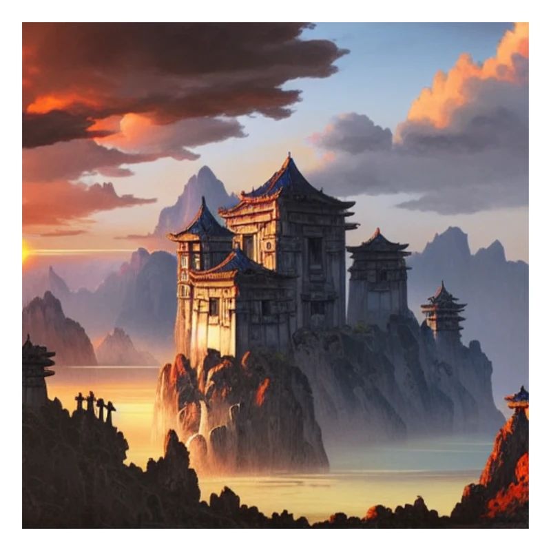 Castle ruin with Asian influence
