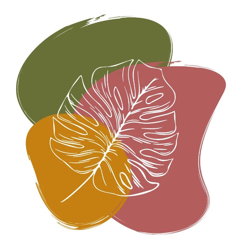 DESSIN DE FEUILLES AVEC ACCENT VERT, JAUNE ET BRUN