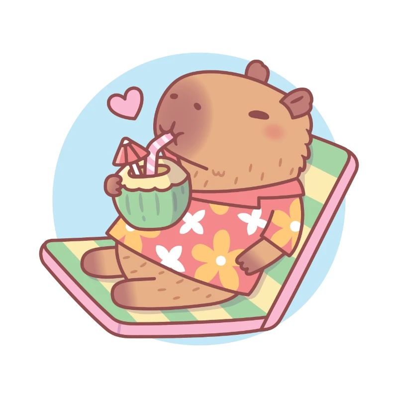 Mignon Capybara refroidissant avec une boisson à la noix de drôle