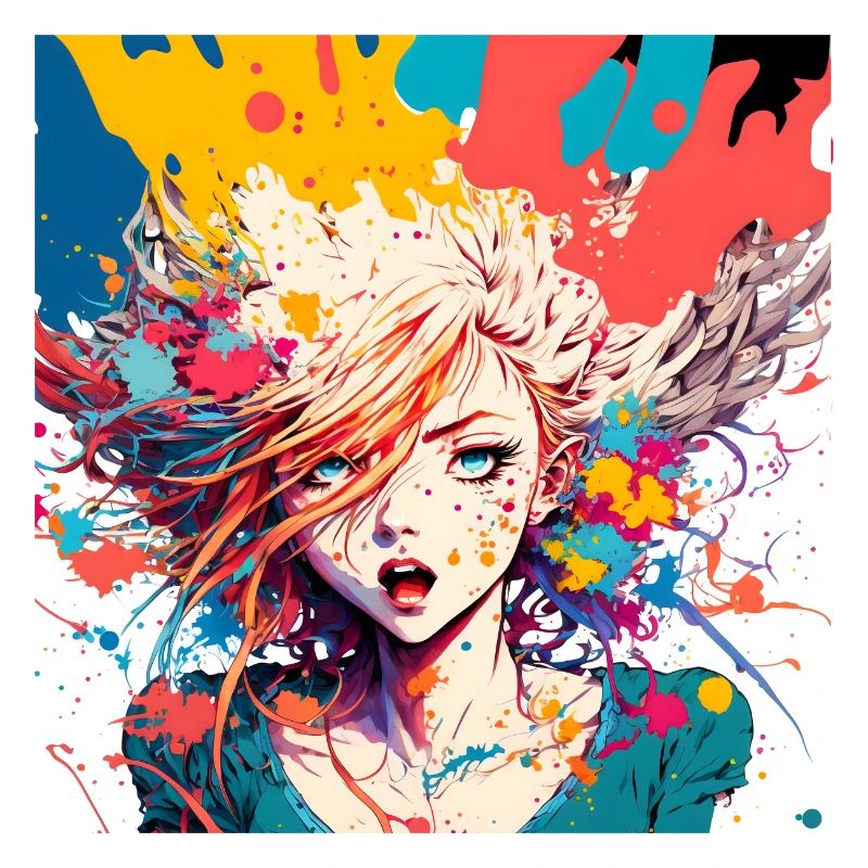 Anime moderne Mädchenfarbe Splash