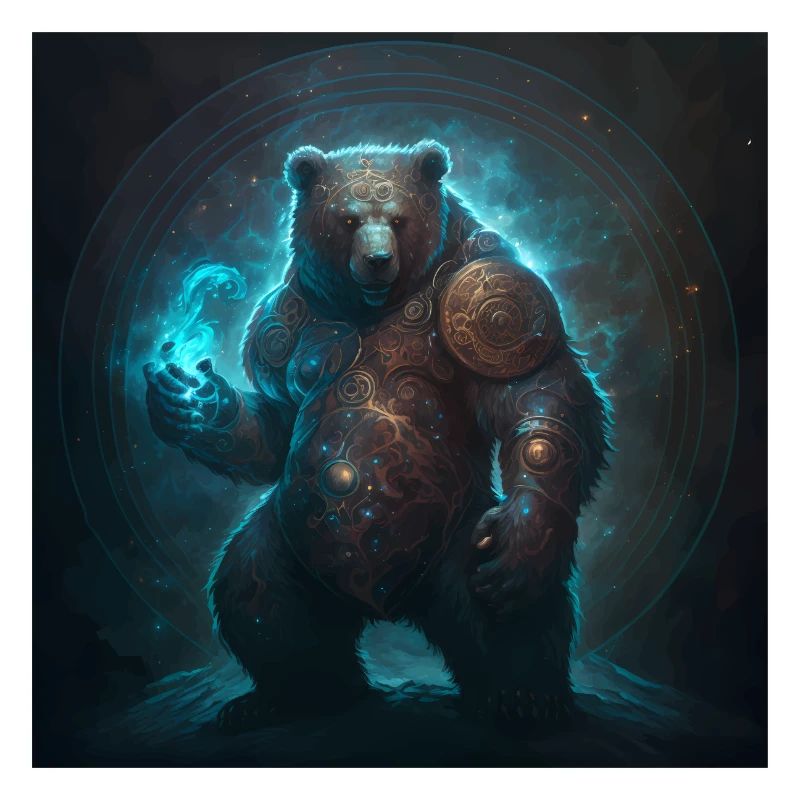 Mage de l’ours de l’espace avec feu bleu