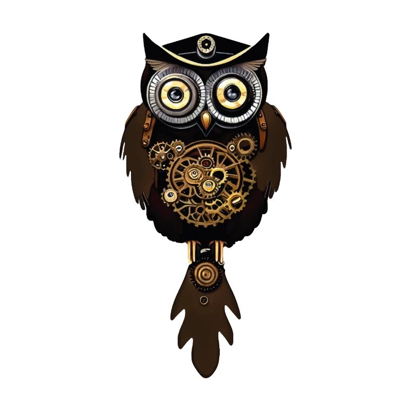 Chouette Steampunk avec horloge machine