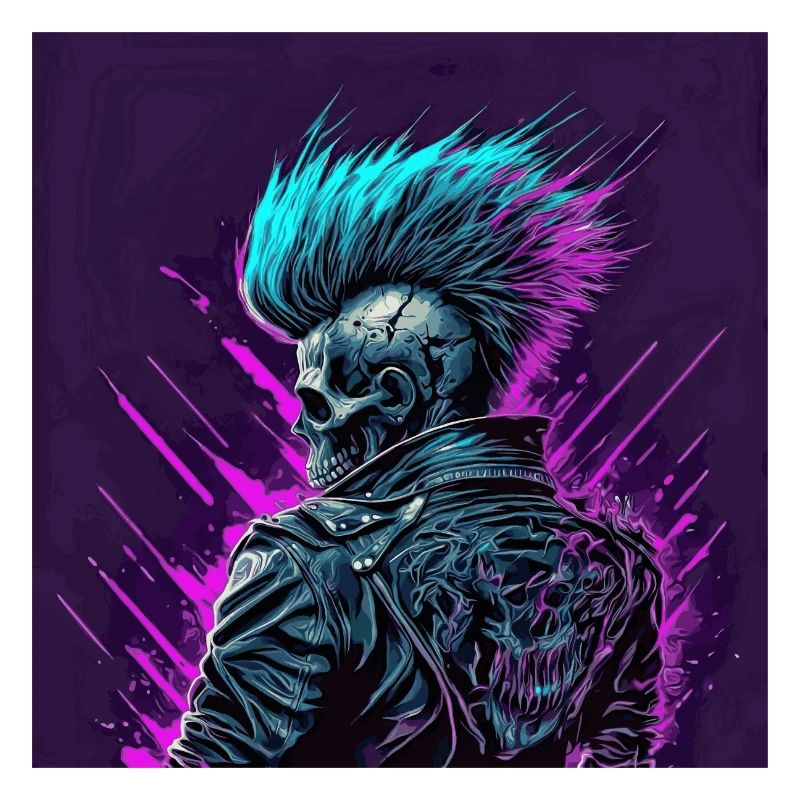 Synthwave Zombie Skull