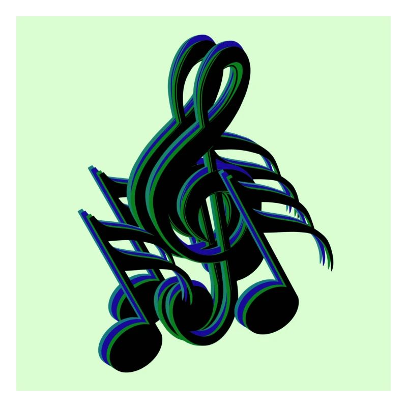 notes de clef bleu vert