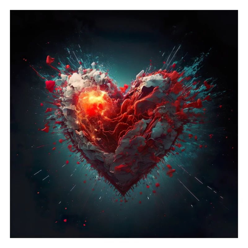 Exploding Heart Digital Wall Art Poster Wall Art