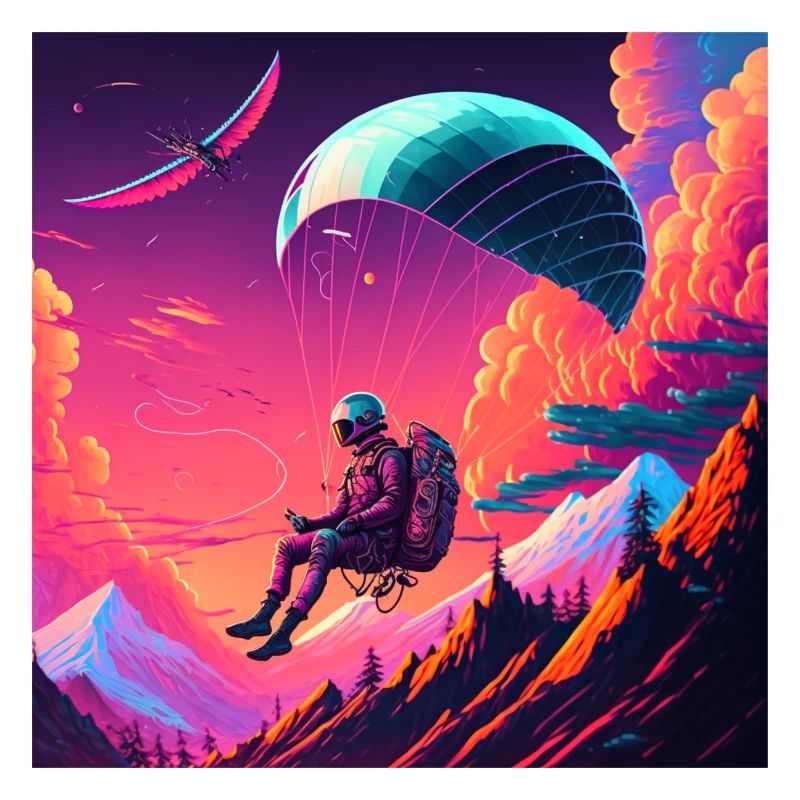 Parapentes en style synthwave
