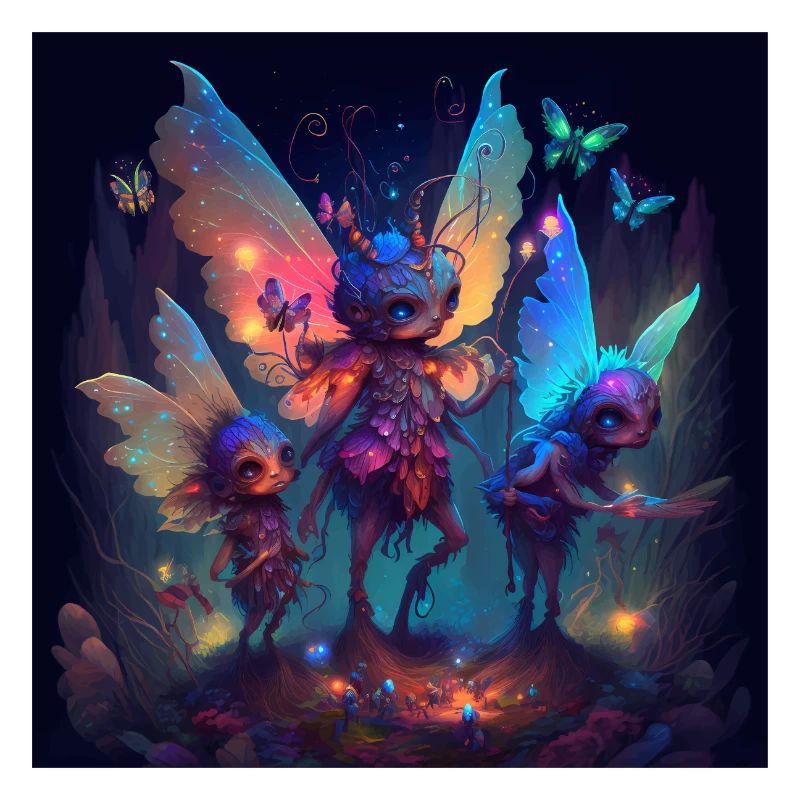 Créatures féeriques dans la forêt enchantée version 1