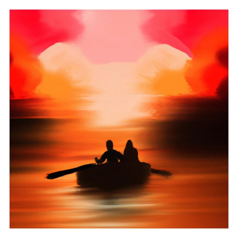Glück auf einem Boot am Horizont