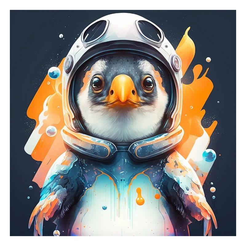 Pingouin en astronaute dans l’espace - Affiche
