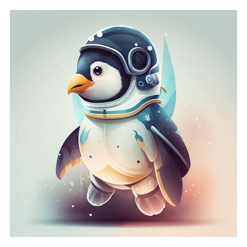 Mignon pingouin comme affiche d’astronaute