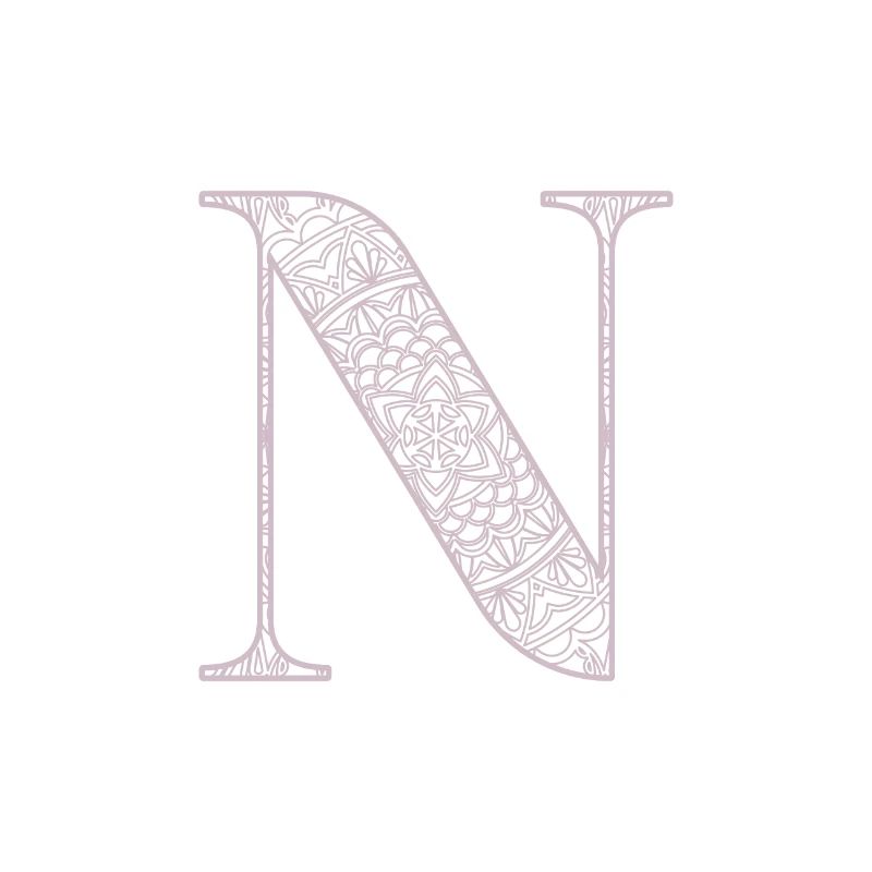 Mandala Monogram Initial in Dusky Pink - Letter N