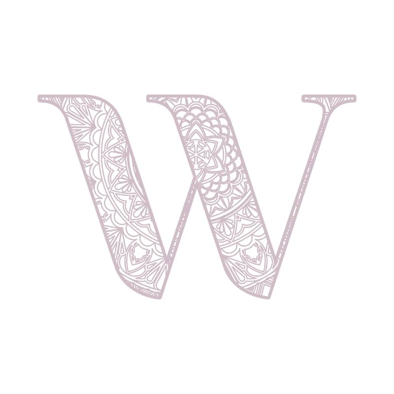 Mandala Monogram Initial in Dusky Pink - Letter W
