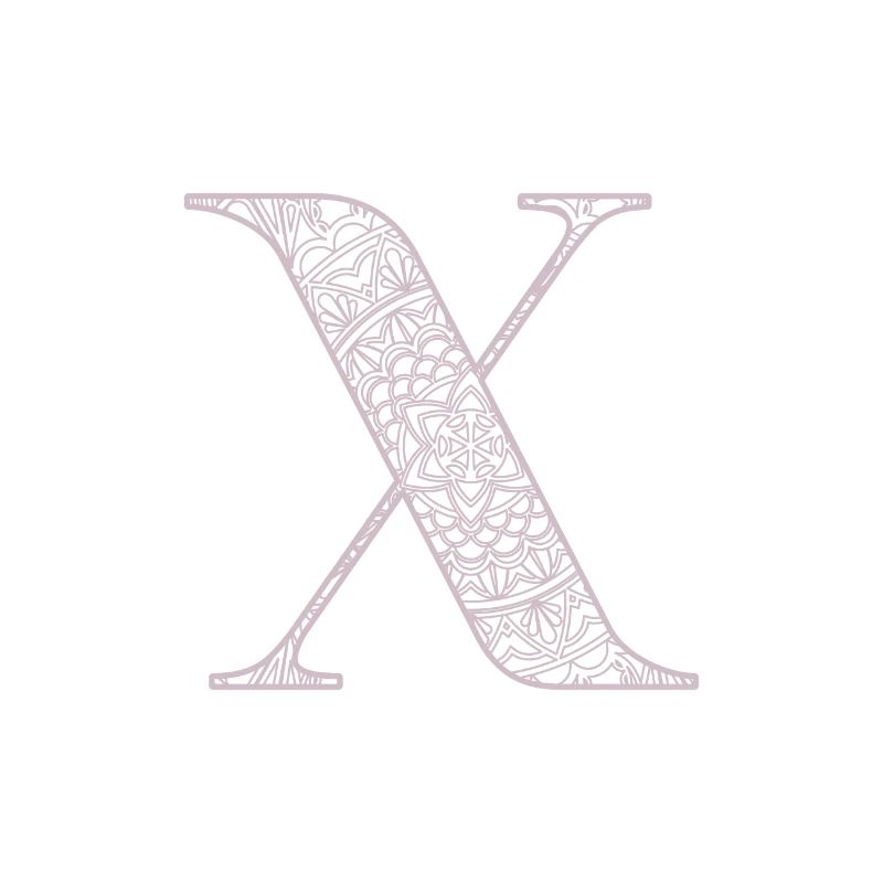 Mandala Monogram Initial in Dusky Pink - Letter X