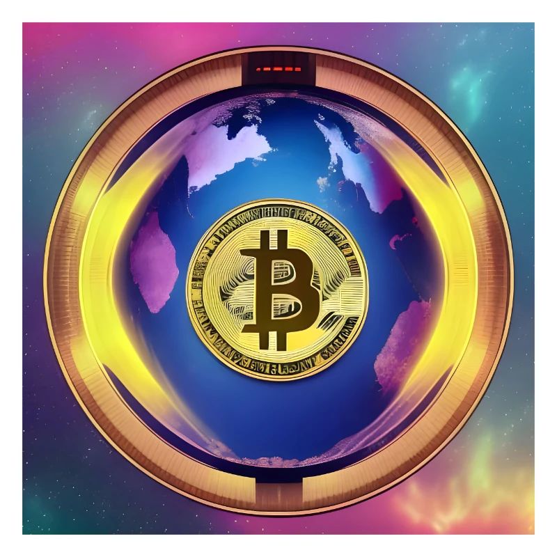 Bitcoin with Planet Earth - Square variant