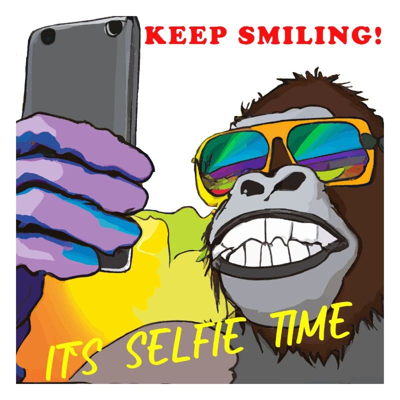 Funny gorilla makes selfie gift