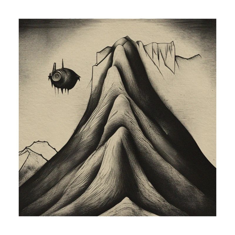 Montagne et objet volant