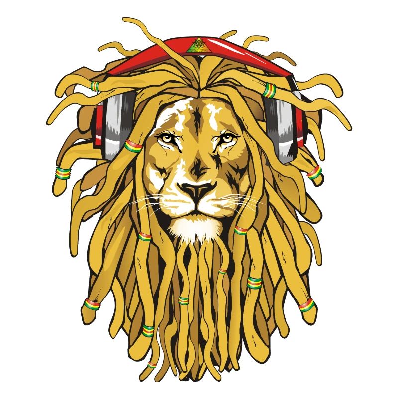 Rasta Lion avec écouteurs
