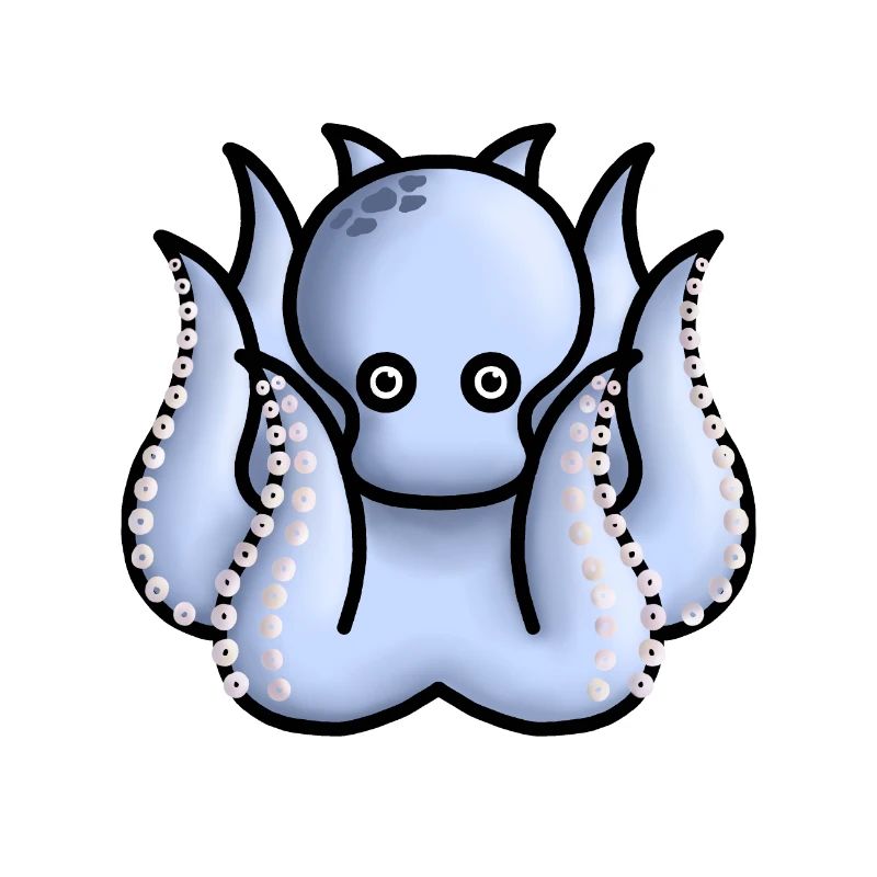little cute light blue octopus