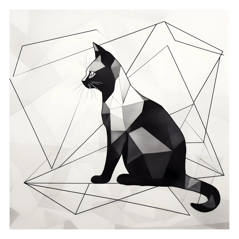 Fascination abstraite : Chat dans un triangle amoureux