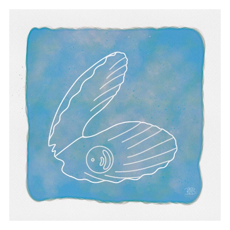 "Muschel mit Perle", Boho Line Art Design, Shells