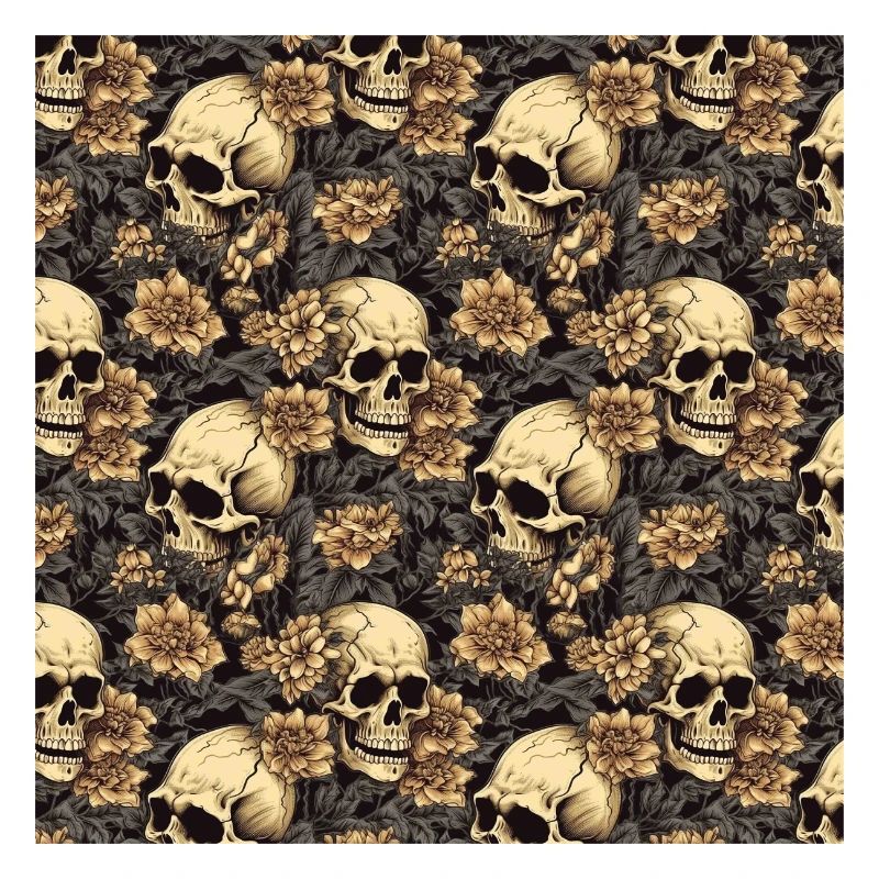 Skulls Seamless Pattern Gothic Dark Halloween