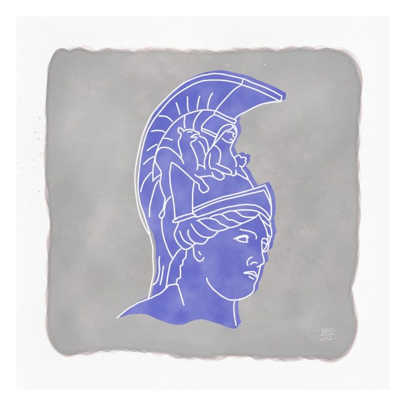 "Athena", boho line art design, series "Greece"