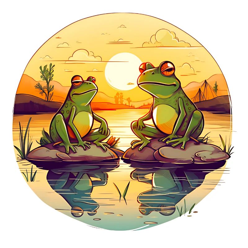 Two frogs enjoy the sun's rays