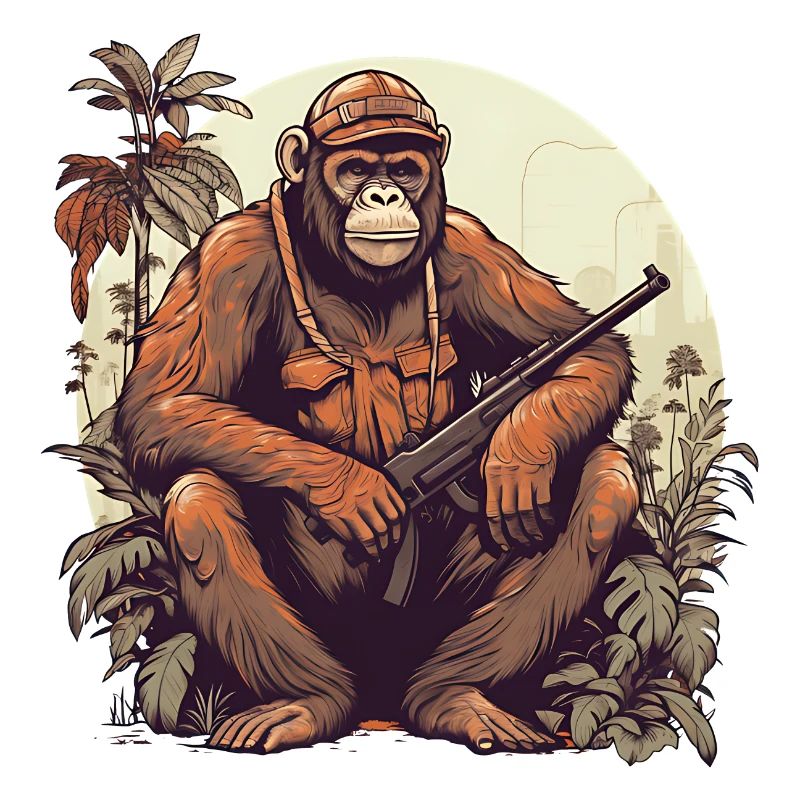 Armed monkey for rainforest protection