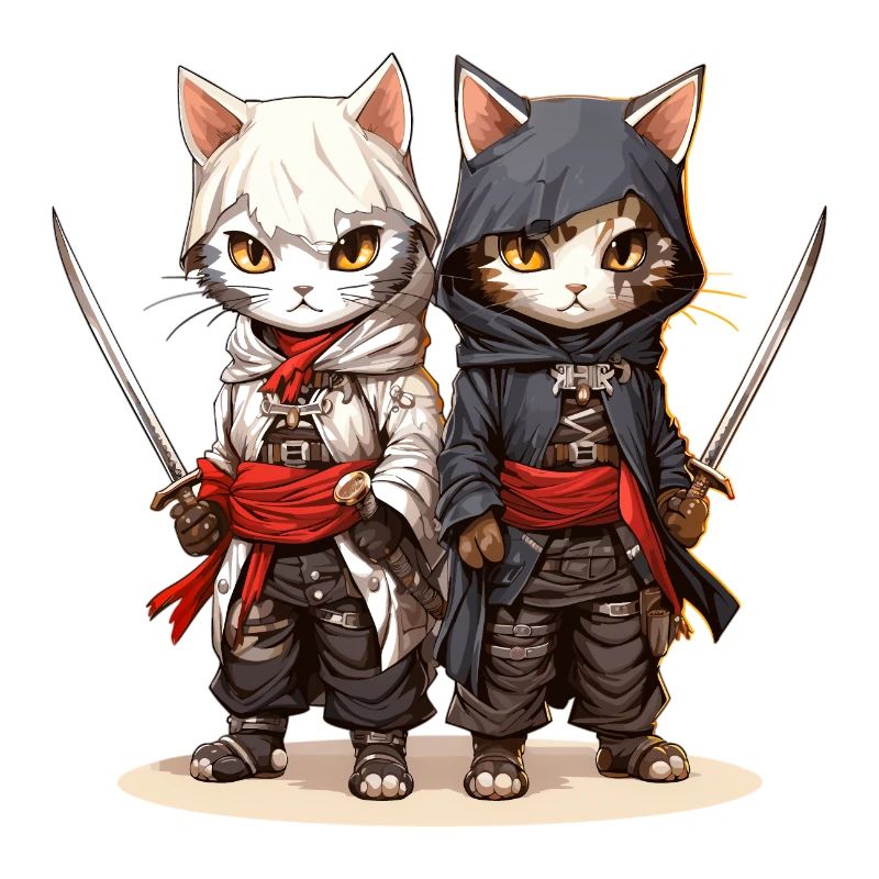Deux chats samouraïs