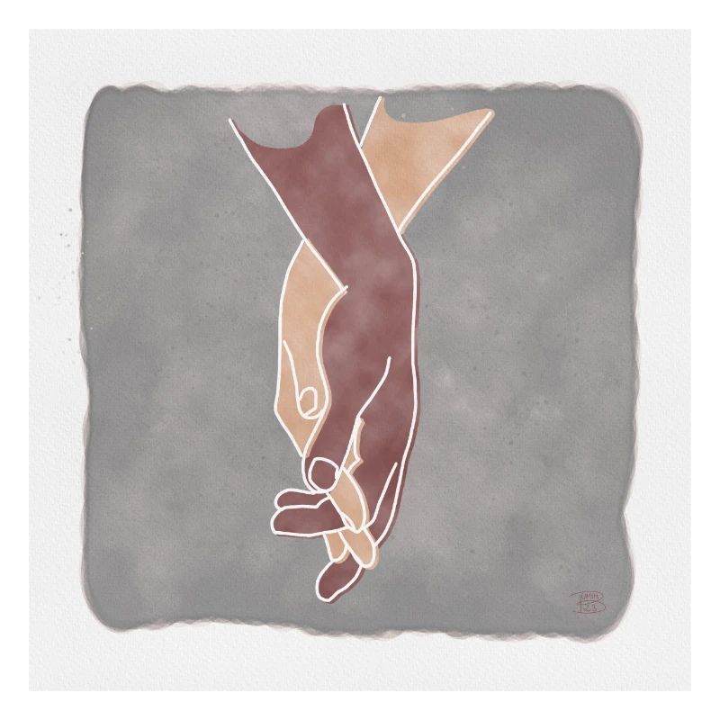« Getting Close », Boho Line Art Design, Series Hands