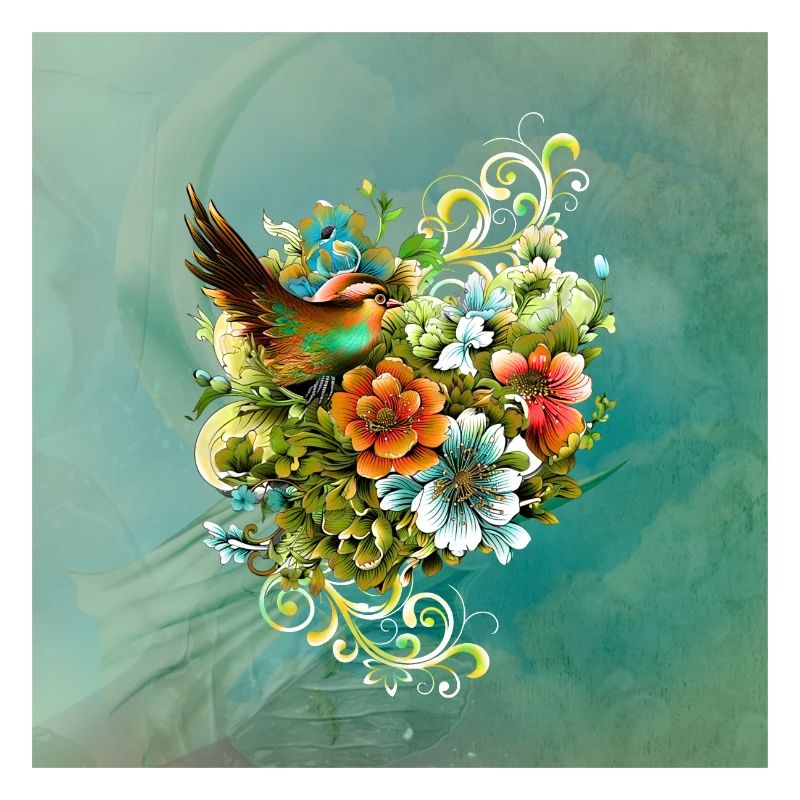 La beauté des oiseaux et des fleurs ensemble.