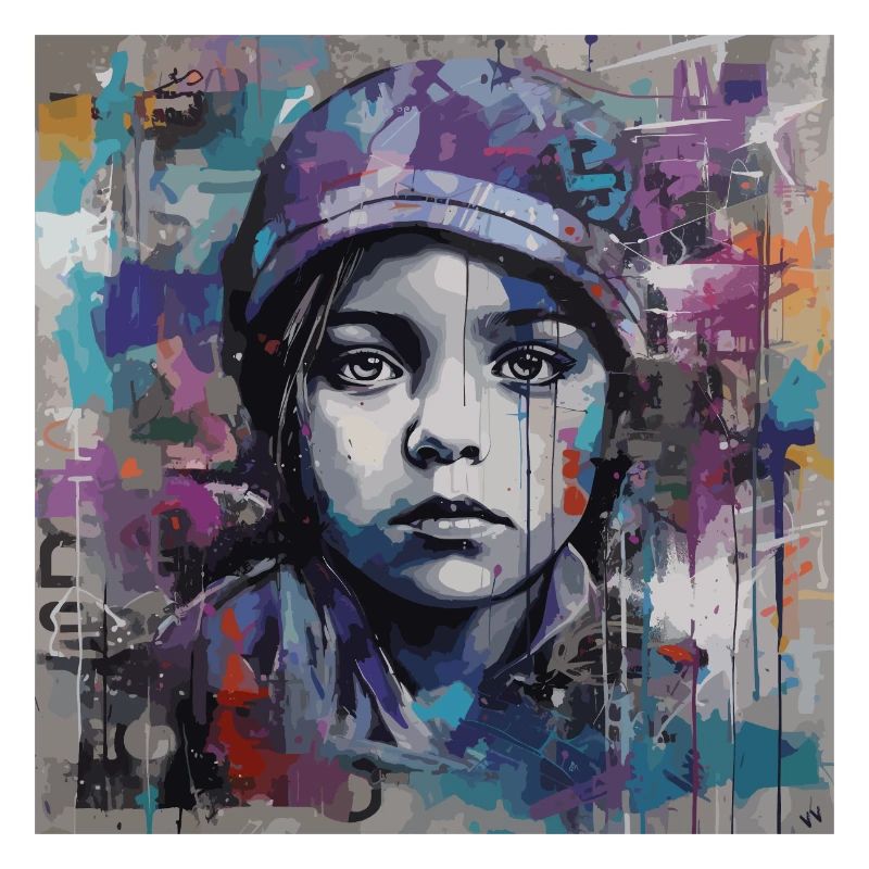 Drawing of a Child - Graffiti Patchwork Poster