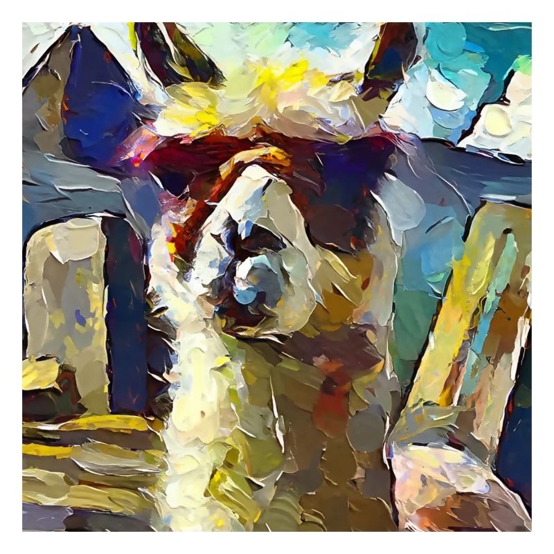 Abstraktes farbiges Ölgemälde eines Lamas