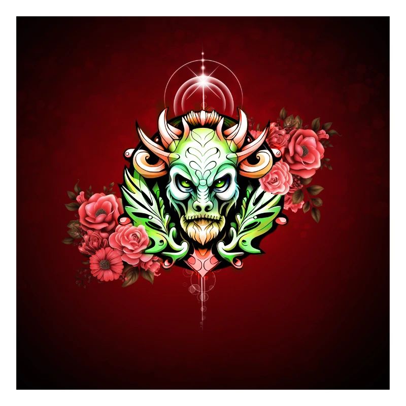 Mystérieuse créature colorée avec des fleurs