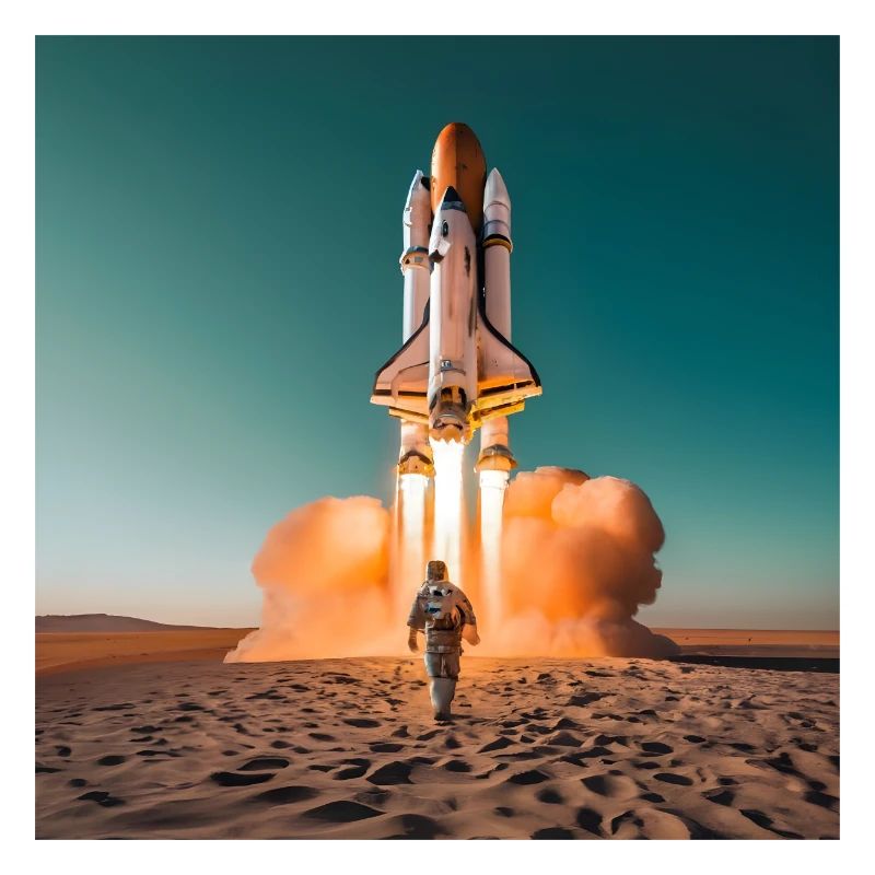 astronaut with rocket