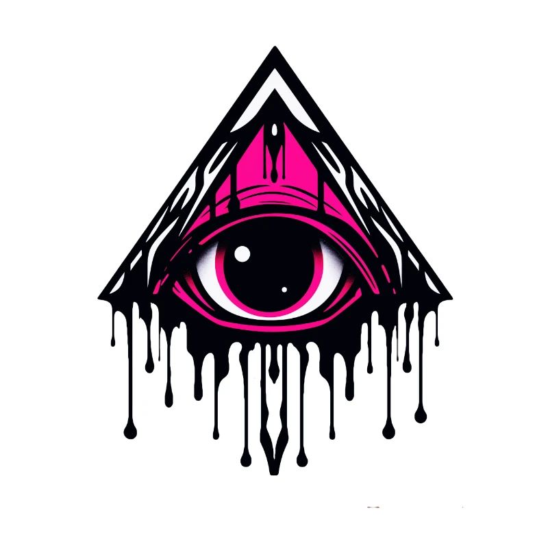 Pink Dripping All-Seeing Eye in Triangle