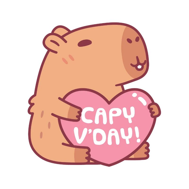 Mignon Capybara Capy Vday Saint Valentin Jeu de mots