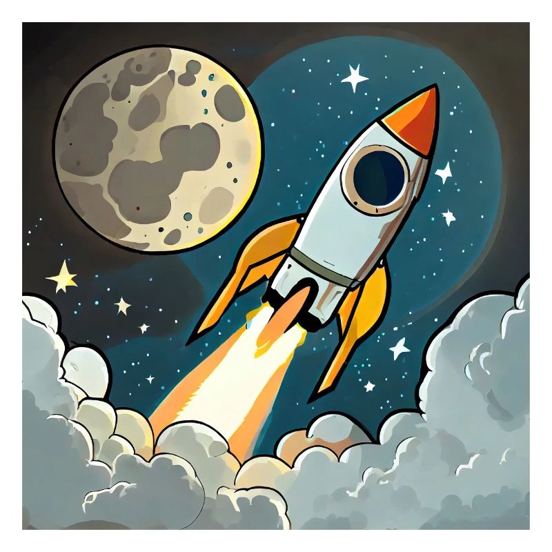 Emmenez-moi sur la lune Démarrage d’une fusée spatiale vintage