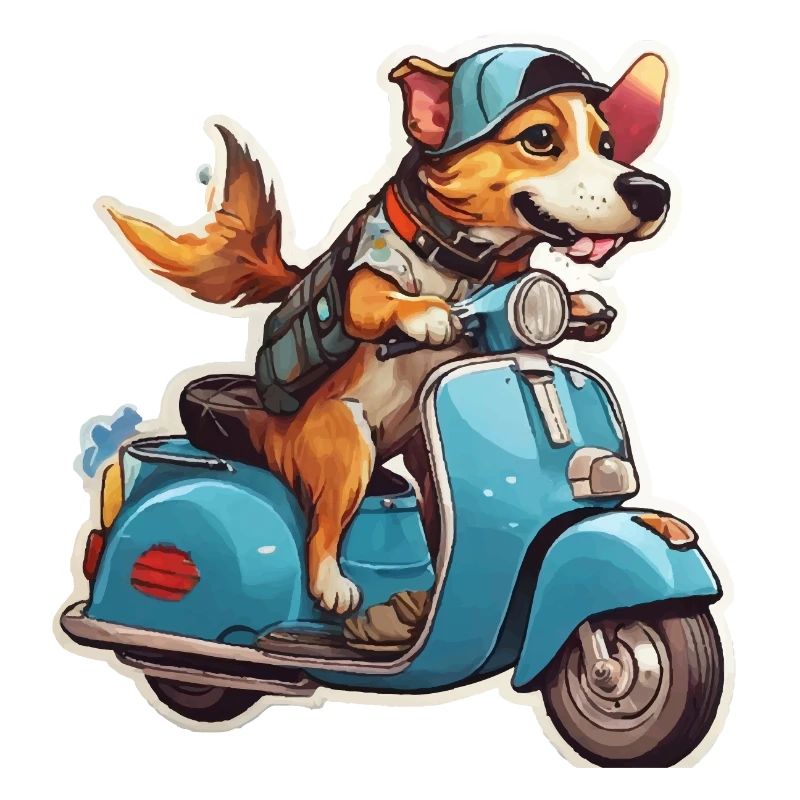 Hund auf einem Roller