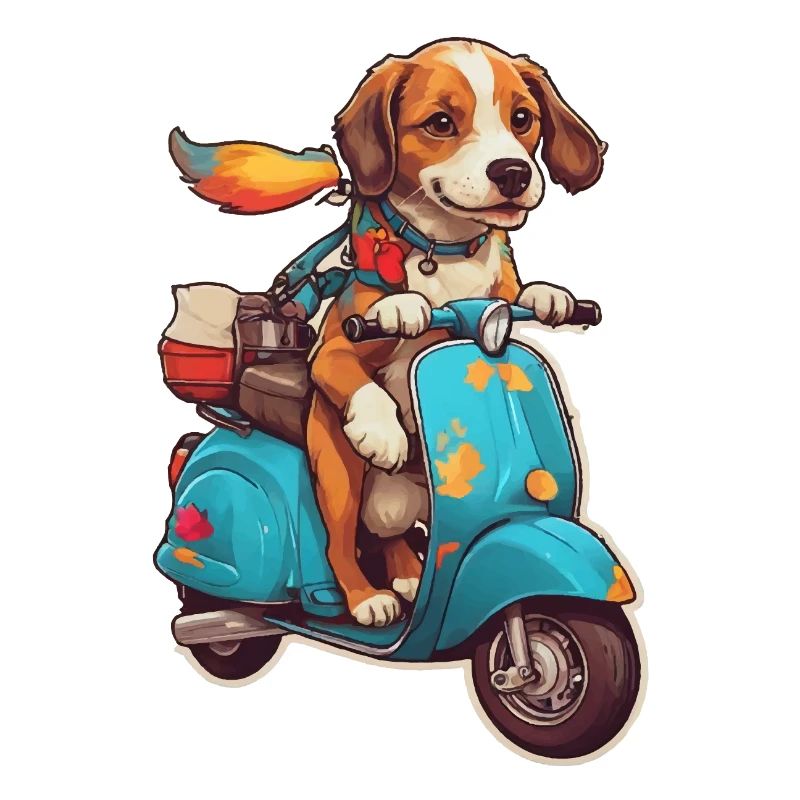 Hund auf einem Roller