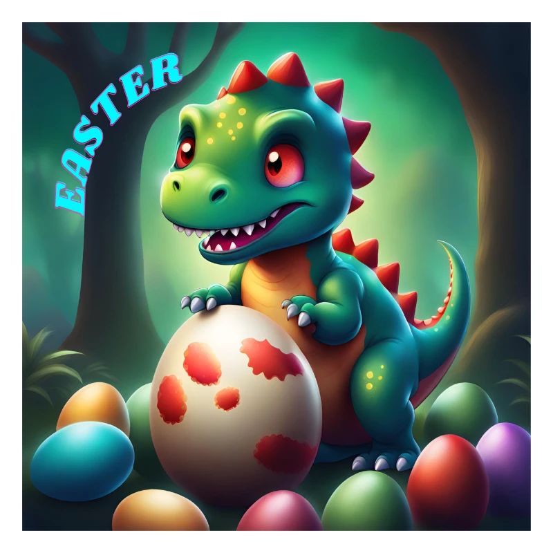 Cute Dinosaur Red Eyes Easter